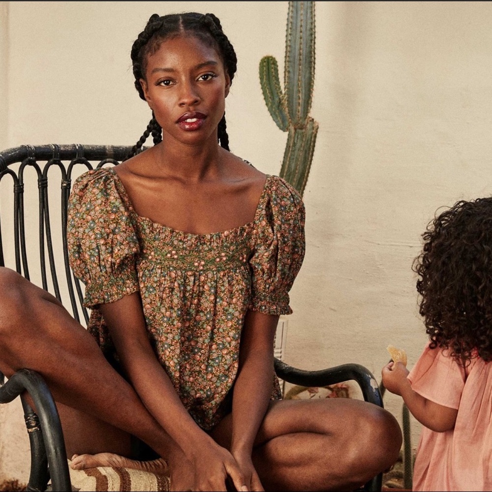 New Doen Elba blouse in yellow canyon rose XS